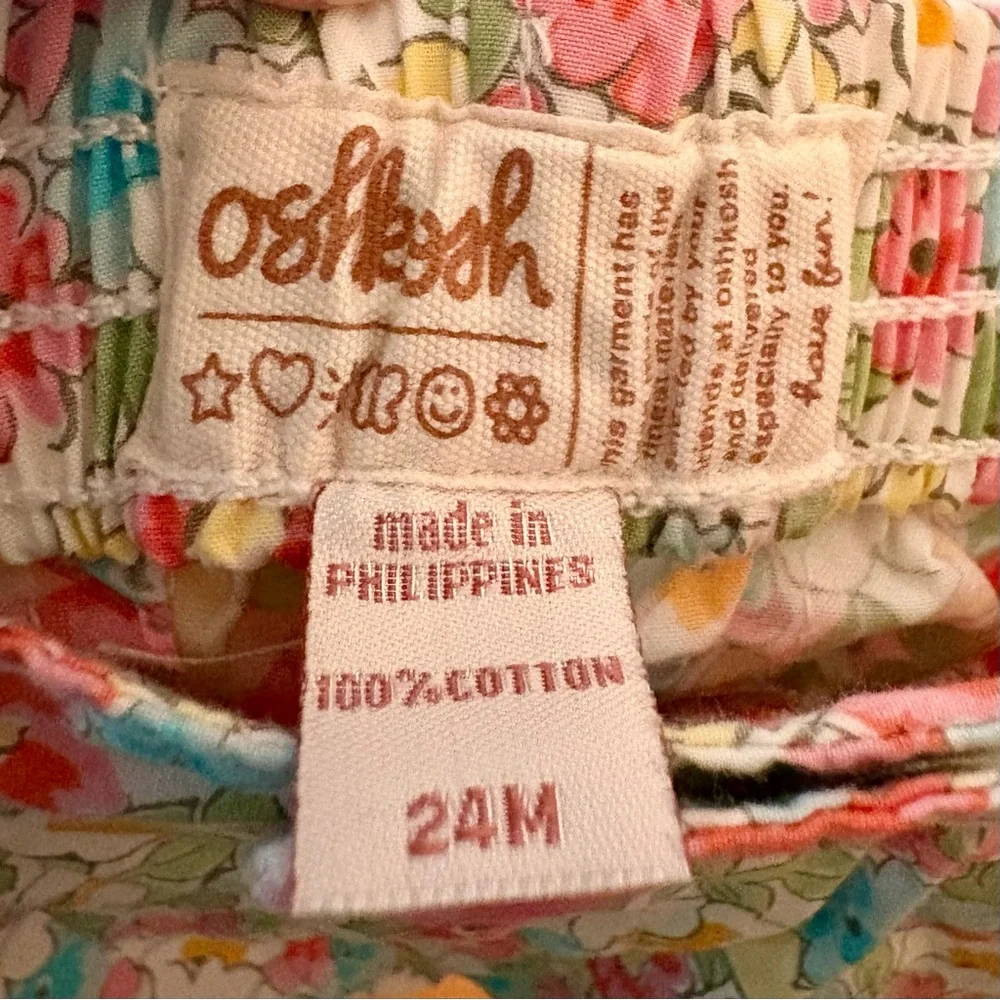 NEW vintage y2k 100% cotton floral Oshkosh B’Gosh shorts toddler girls 24 months